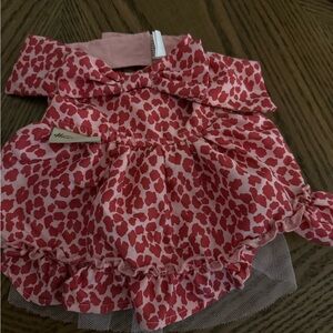 Chic Red Patterned Dog Dress with Bow